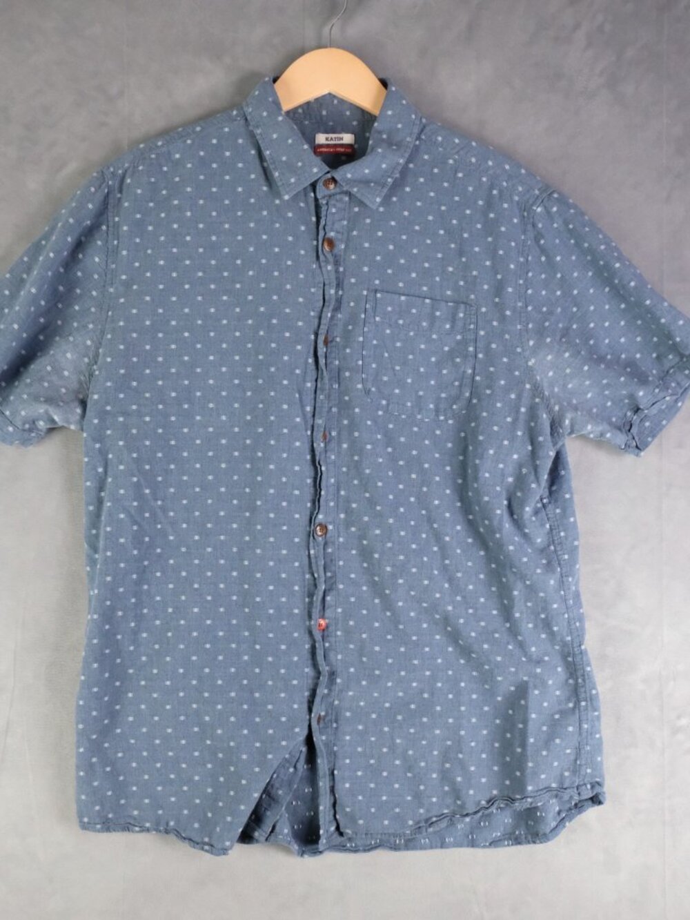 Katin Surf Shirt Mens Extra Large Blue Gemetric Button Up Short Sleeve